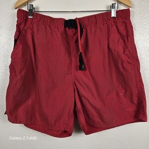 The North Face Red Nylon Hiking Swim Hybrid Shorts‎ Men’s M Adjustable Belt